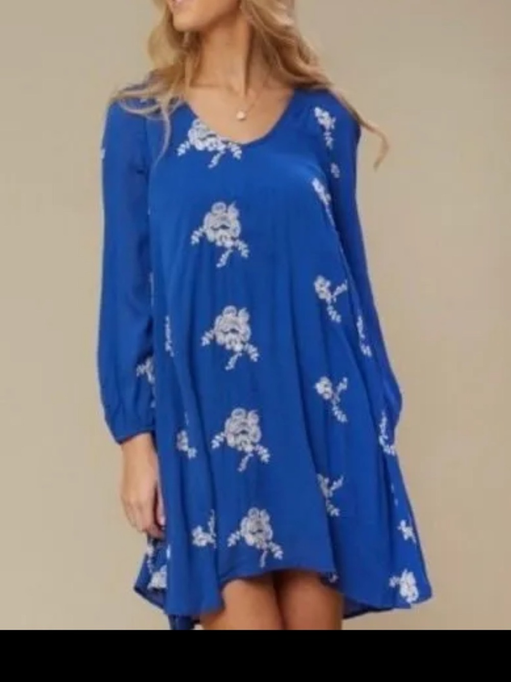 Altar’d State Blue Embroidered Boho Mini Dress Small